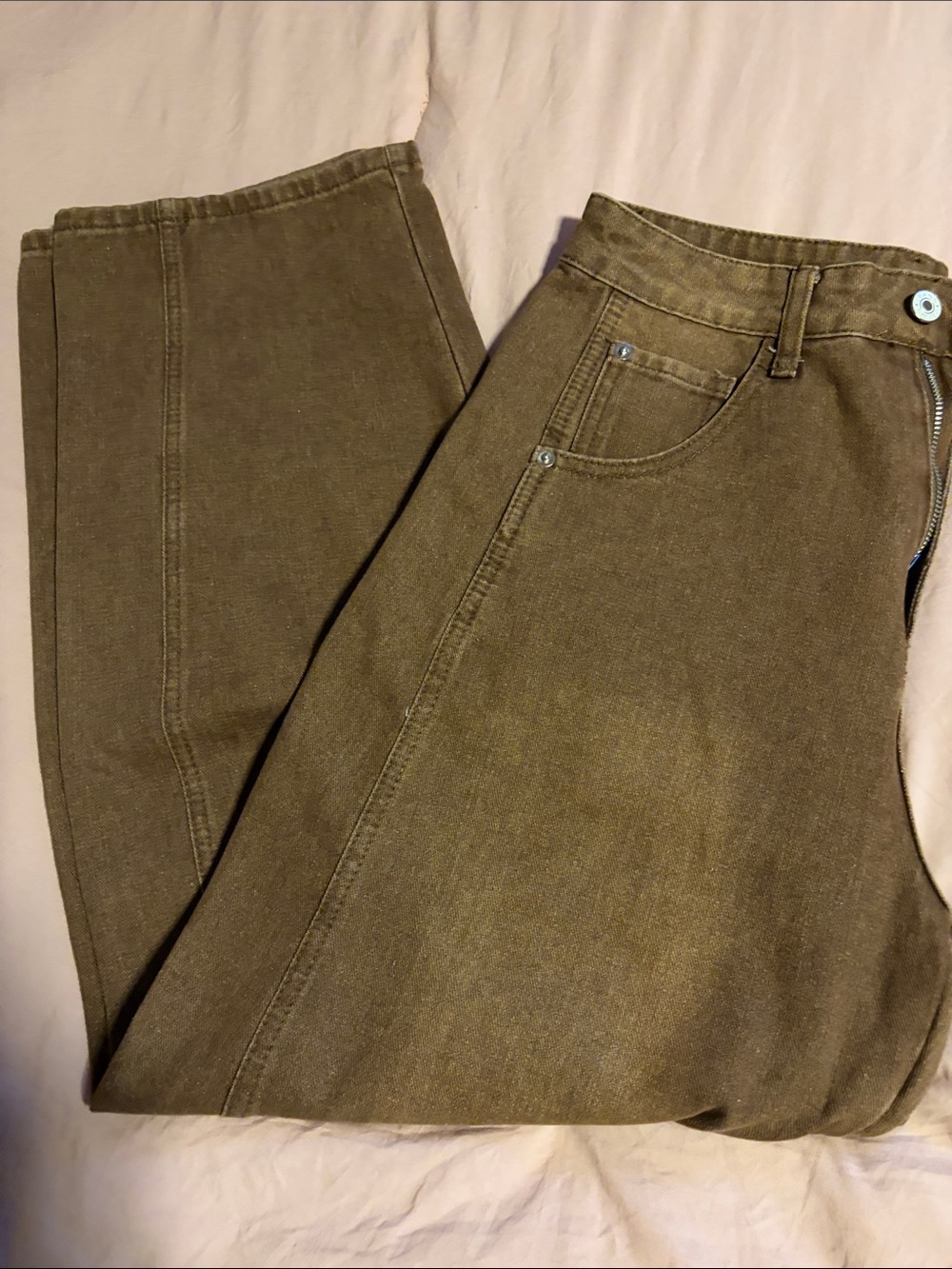 Brown denim barrel jeans